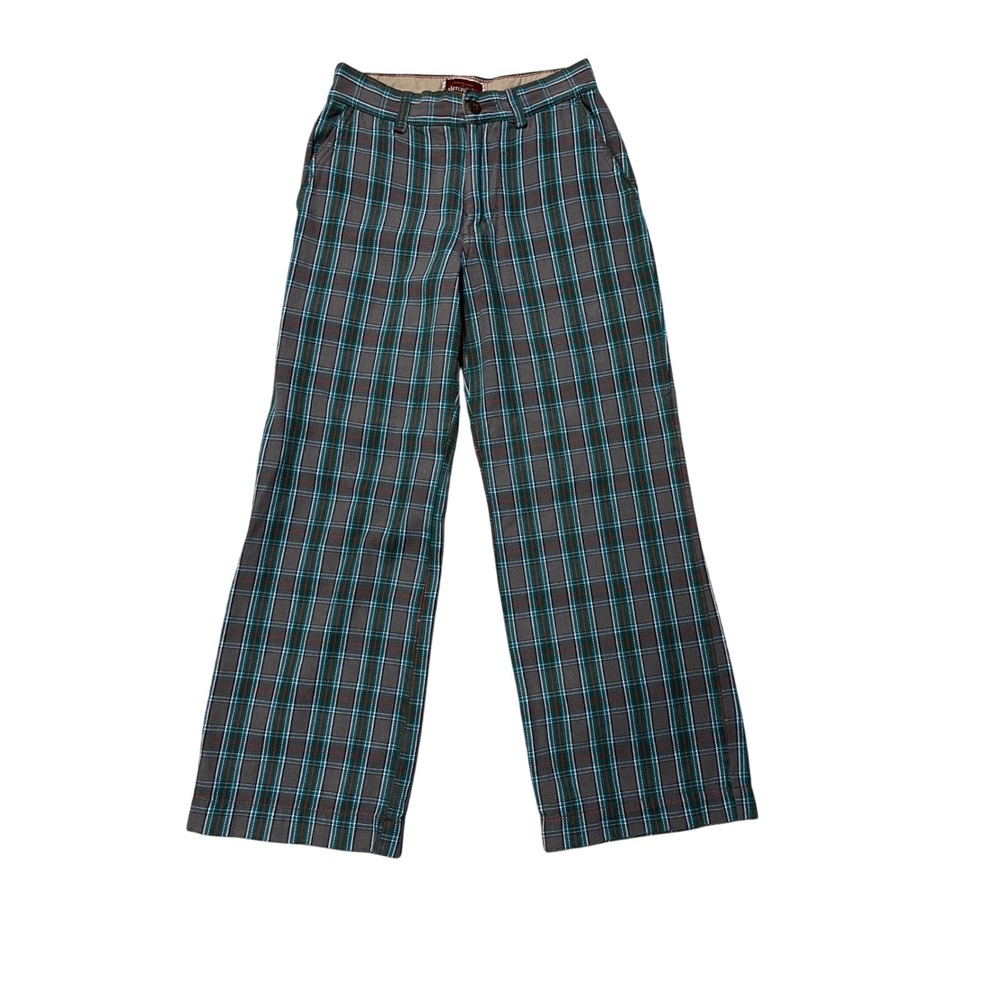 Abercrombie Fitch Plaid wide Leg Pants Women's Gray Teal Casual